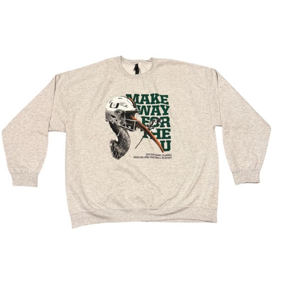 Miami Hurricanes Cotton Bowl‎ 2025 CFP Sweatshirt Mens 2XL Gray NCAA Graphic